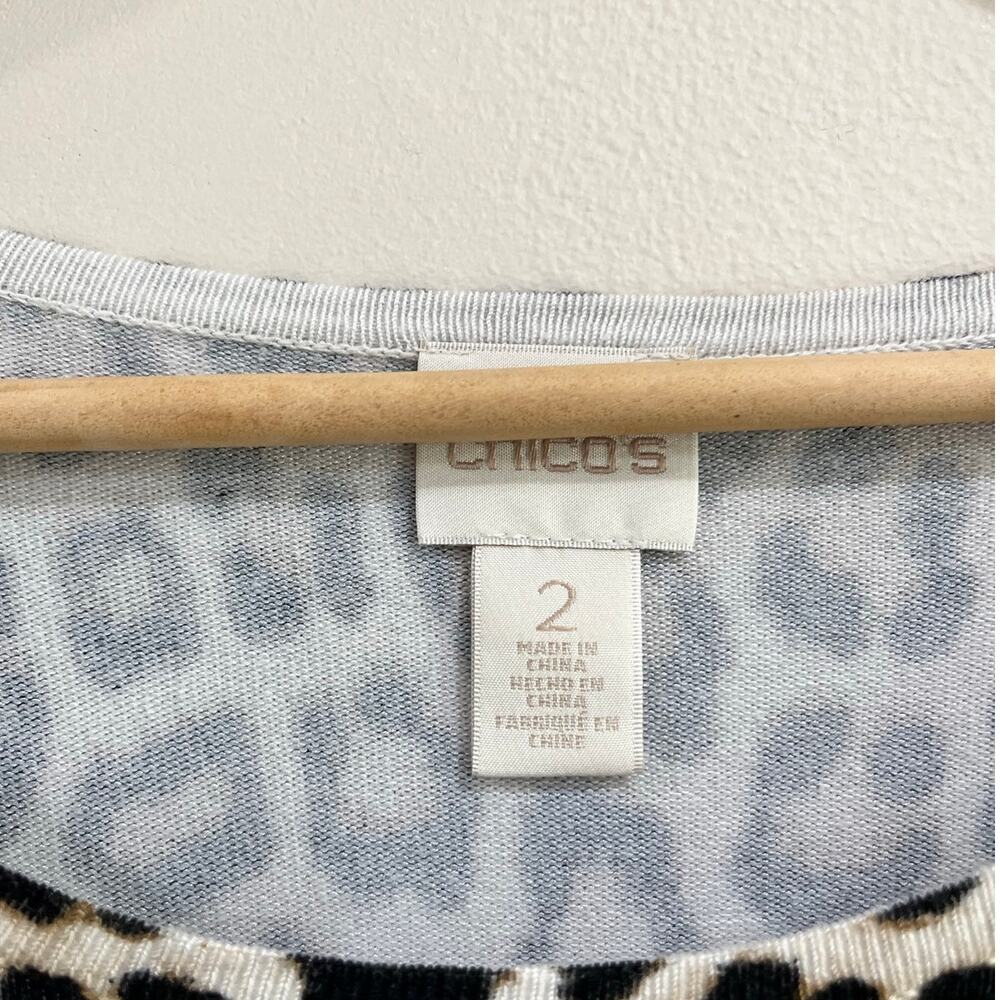 Chico’s Leopard Print Long Sleeve Lightweight Sweater Soft Stretch Casual Size L - Picture 3 of 7